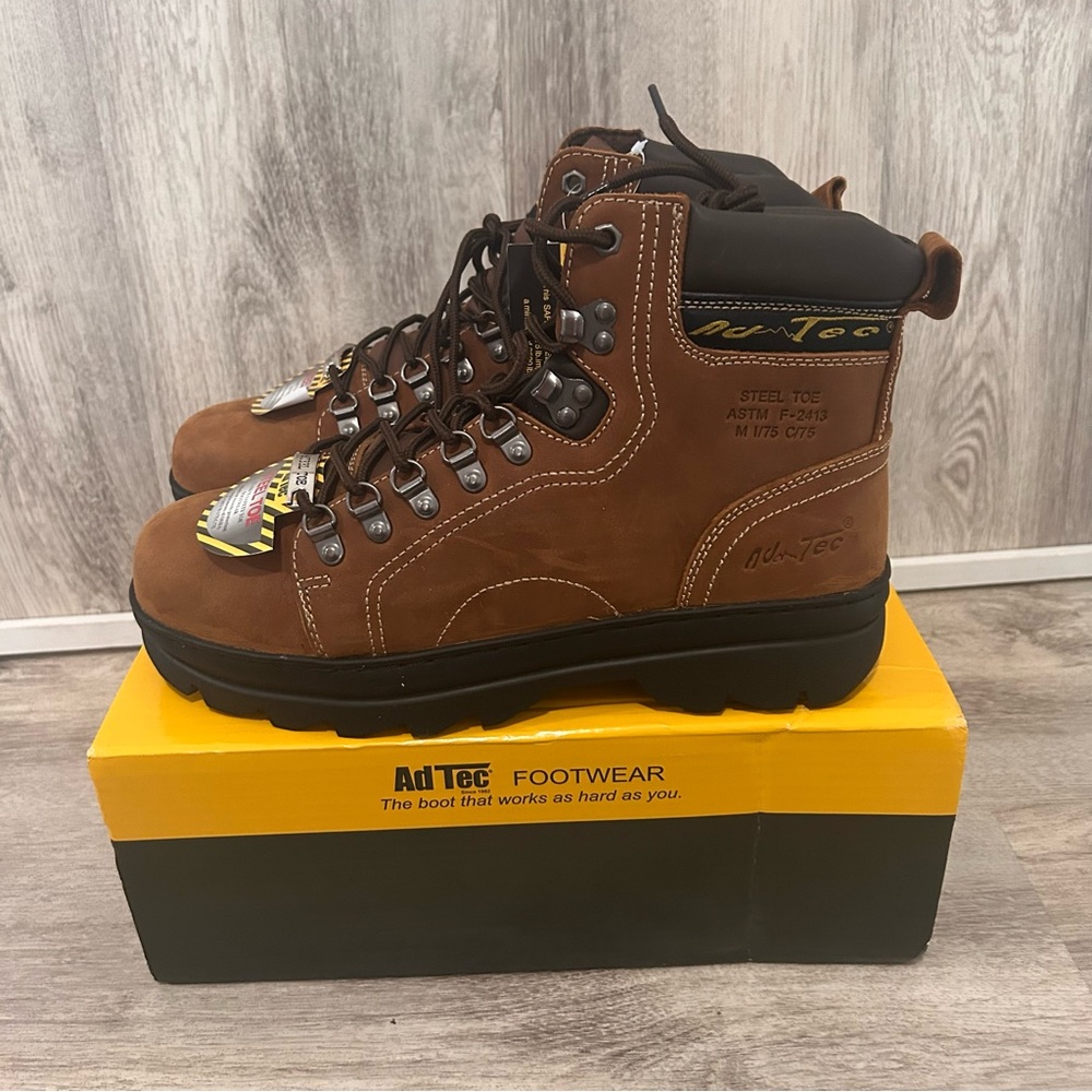 AdTec Crazy Horse Hiker Boots Men's Size 10.5 W Wide New 6" Steel Toe Brown